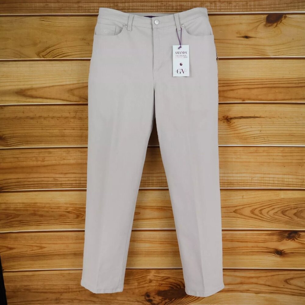 Gloria Vanderbilt Amanda Beige Tapered Slim Stretch Women's Jeans